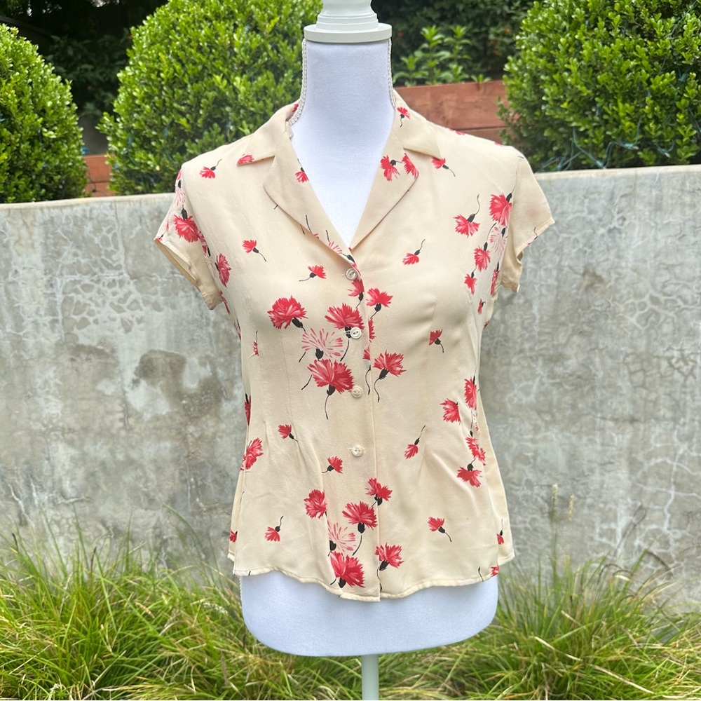 Jones New York Silk Shore Sleeve Blouse